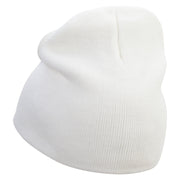 Chameleon Embroidered 8 Inch Knitted Short Beanie - White OSFM