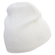 Chameleon Embroidered 8 Inch Knitted Short Beanie - White OSFM