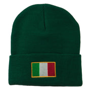 Europe Italy Flag Embroidered Long Cuff Beanie