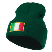 Europe Italy Flag Embroidered Long Cuff Beanie