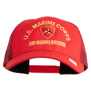 U.S. Marine Corps 3rd Marine Division Embroidered 6 Panel Structured Cotton Twill Mesh Cap Made in USA - Red OSFM