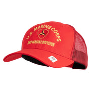 U.S. Marine Corps 3rd Marine Division Embroidered 6 Panel Structured Cotton Twill Mesh Cap Made in USA - Red OSFM