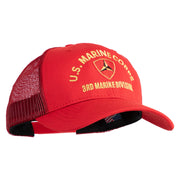U.S. Marine Corps 3rd Marine Division Embroidered 6 Panel Structured Cotton Twill Mesh Cap Made in USA - Red OSFM