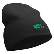 Chameleon Embroidered 8 Inch Knitted Short Beanie - Black OSFM