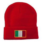 Europe Italy Flag Embroidered Long Cuff Beanie