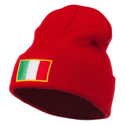 Europe Italy Flag Embroidered Long Cuff Beanie