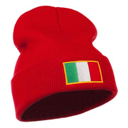 Europe Italy Flag Embroidered Long Cuff Beanie