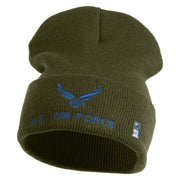 US Air Force with Wing Logo Embroidered 12 Inch Long Beanie - Olive OSFM