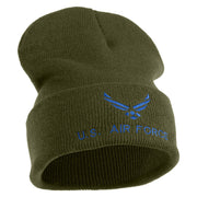 US Air Force with Wing Logo Embroidered 12 Inch Long Beanie - Olive OSFM