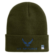 US Air Force with Wing Logo Embroidered 12 Inch Long Beanie - Olive OSFM