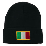 Europe Italy Flag Embroidered Long Cuff Beanie