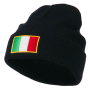 Europe Italy Flag Embroidered Long Cuff Beanie