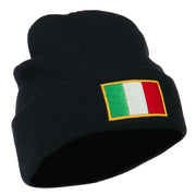 Europe Italy Flag Embroidered Long Cuff Beanie