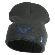 US Air Force with Wing Logo Embroidered 12 Inch Long Beanie - Charcoal OSFM