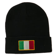 Europe Italy Flag Embroidered Long Cuff Beanie