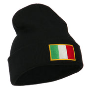 Europe Italy Flag Embroidered Long Cuff Beanie