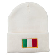 Europe Italy Flag Embroidered Long Cuff Beanie