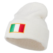 Europe Italy Flag Embroidered Long Cuff Beanie