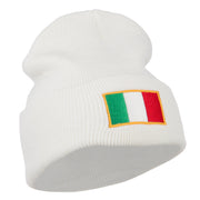 Europe Italy Flag Embroidered Long Cuff Beanie