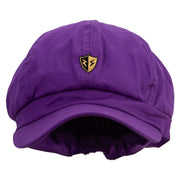 Golden Flash Shield Embroidered Cotton Elastic Newsboy Cap - Purple OSFM