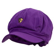 Golden Flash Shield Embroidered Cotton Elastic Newsboy Cap - Purple OSFM