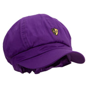 Golden Flash Shield Embroidered Cotton Elastic Newsboy Cap - Purple OSFM