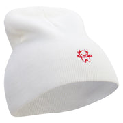 Cute Dragon Embroidered 8 Inch Knitted Short Beanie - White OSFM