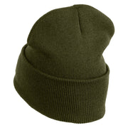 USAF Thunderbirds Logo Embroidered 12 Inch Knit Long Beanie - Olive OSFM