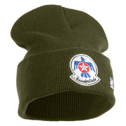 USAF Thunderbirds Logo Embroidered 12 Inch Knit Long Beanie - Olive OSFM