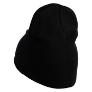 Liberty New York City Embroidered 8 Inch Solid Knit Short Beanie Made in USA - Black OSFM