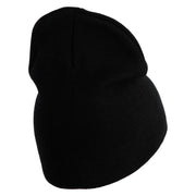 Liberty New York City Embroidered 8 Inch Solid Knit Short Beanie Made in USA - Black OSFM