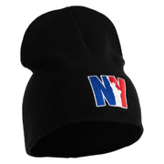 Liberty New York City Embroidered 8 Inch Solid Knit Short Beanie Made in USA - Black OSFM