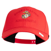 Once  A Marine Always a Marine Embroidered 6 Panel Structured Cotton Twill Cap Made in USA - Red OSFM