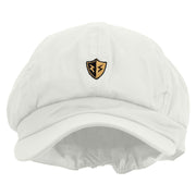 Golden Flash Shield Embroidered Cotton Elastic Newsboy Cap - White OSFM