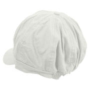 Golden Flash Shield Embroidered Cotton Elastic Newsboy Cap - White OSFM