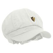 Golden Flash Shield Embroidered Cotton Elastic Newsboy Cap - White OSFM