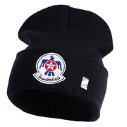 USAF Thunderbirds Logo Embroidered 12 Inch Knit Long Beanie - Black OSFM