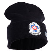 USAF Thunderbirds Logo Embroidered 12 Inch Knit Long Beanie - Black OSFM