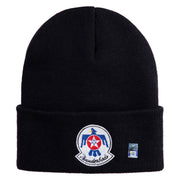 USAF Thunderbirds Logo Embroidered 12 Inch Knit Long Beanie - Black OSFM