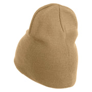 Liberty New York City Embroidered 8 Inch Solid Knit Short Beanie Made in USA - Stone OSFM