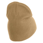 Liberty New York City Embroidered 8 Inch Solid Knit Short Beanie Made in USA - Stone OSFM