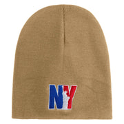 Liberty New York City Embroidered 8 Inch Solid Knit Short Beanie Made in USA - Stone OSFM