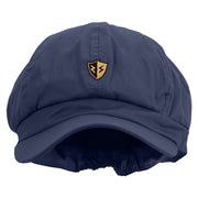 Golden Flash Shield Embroidered Cotton Elastic Newsboy Cap - Navy OSFM