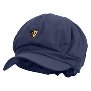 Golden Flash Shield Embroidered Cotton Elastic Newsboy Cap - Navy OSFM