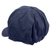 Golden Flash Shield Embroidered Cotton Elastic Newsboy Cap - Navy OSFM