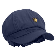 Golden Flash Shield Embroidered Cotton Elastic Newsboy Cap - Navy OSFM