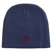 Cute Dragon Embroidered 8 Inch Knitted Short Beanie - Navy OSFM