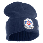 USAF Thunderbirds Logo Embroidered 12 Inch Knit Long Beanie - Navy OSFM