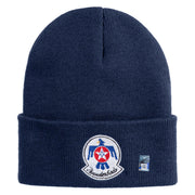 USAF Thunderbirds Logo Embroidered 12 Inch Knit Long Beanie - Navy OSFM