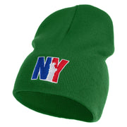 Liberty New York City Embroidered 8 Inch Solid Knit Short Beanie Made in USA - Kelly-Green OSFM